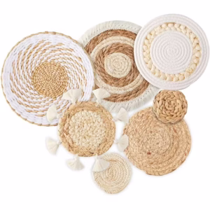 7 Pack Boho Wall Decor, Rattan Wicker Home Decor Boho Wall Art