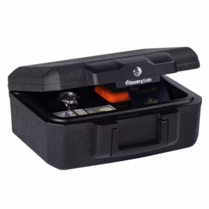 SentrySafe 1200 Fire-Resistant Box Safe with Key Lock 0.18 Cu. Ft., Black